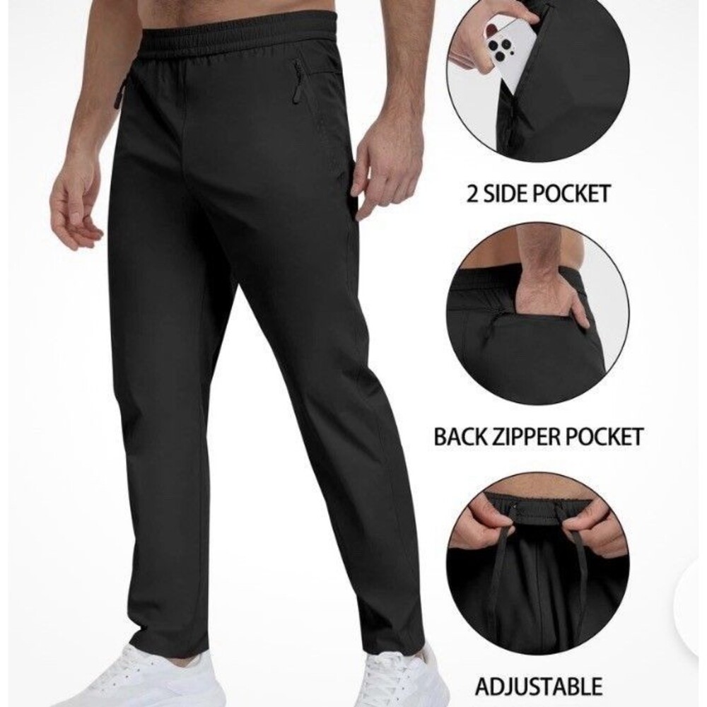 3 Pack Parisian Men’s Athletic Pants Zipper Black, Black, Dark Gray In Medium - Picture 2 of 3